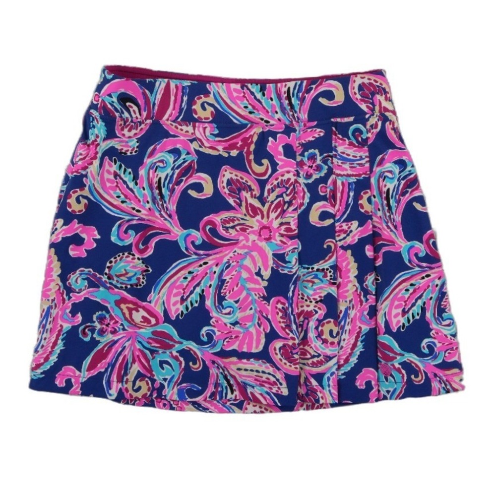 Lilly Pulitzer Luxletic Skort Women's Size Medium Blue Pink Paisley Pleated Golf